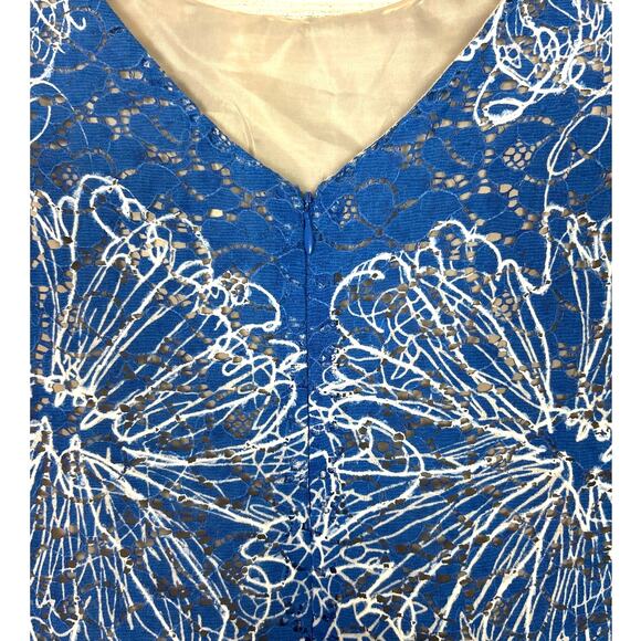 Signature Robbie Bee womens 8 Blue Floral Lightweight Tank Summer Midi Dress NEW - Picture 5 of 5